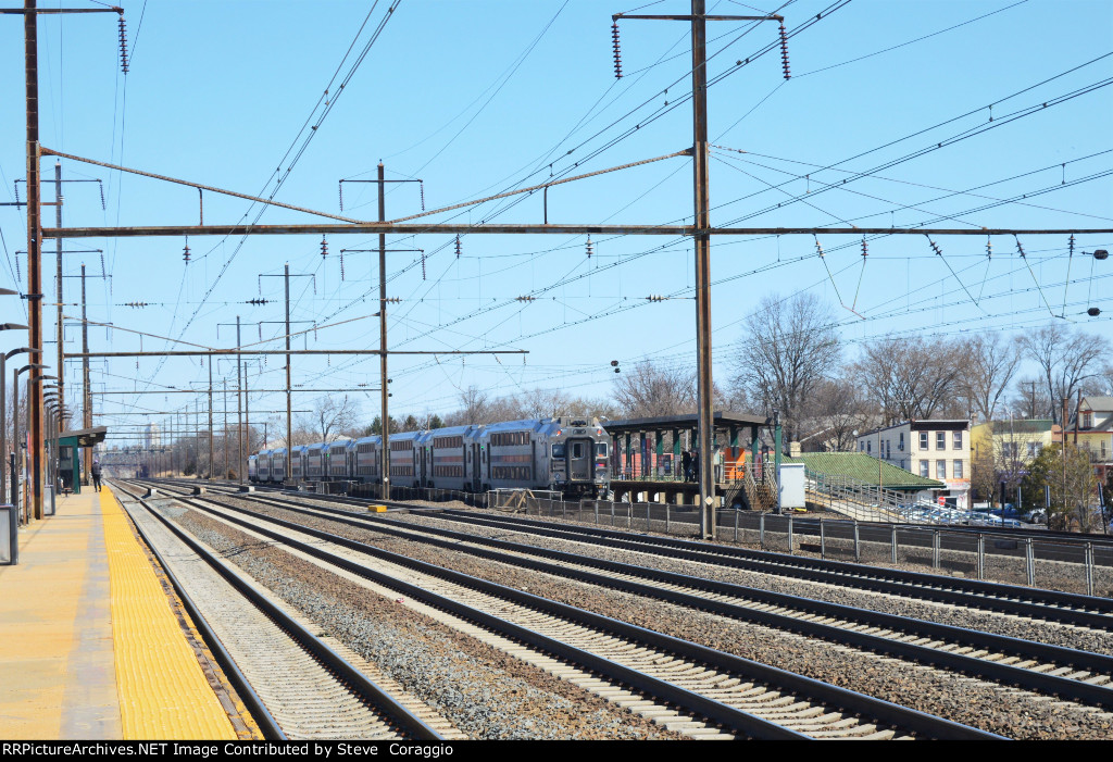 NJT Train # 7839 departs Linden Station and heads East